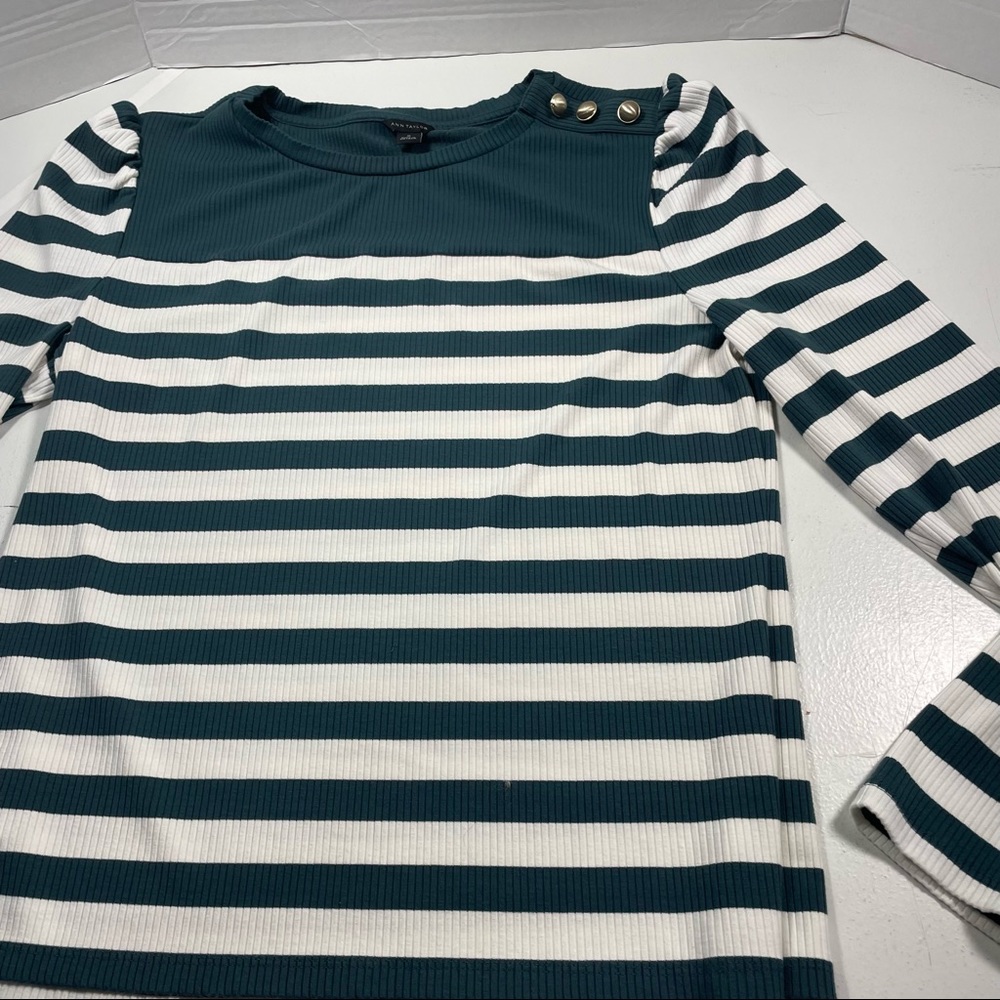 Ann Taylor Nautical Stripe Boat Neck Knit Sweater Medium